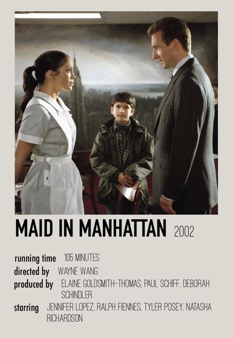 Manhattan Movie, Manhattan Poster, Maid In Manhattan, British Movies, Movies Posters, Polaroid Poster, Ralph Fiennes, Romantic Movies, Love Movie