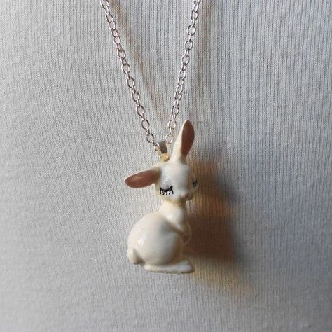 Eyelash Bunny Porcelain Necklace: Bunny Jewelry, Lizzie Hearts, Porcelain Necklace, Bunny Necklace, Funky Jewelry, Super Duper, Sell Online, White Rabbit, Ecommerce Website