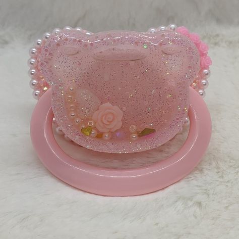 Pink Pacifier Aesthetic, Pacifiers Aesthetic, Adult Pacifier Deco Pink, Pacifier Aesthetic, Adult Pacifier Deco, Deco Pacifier, Pink Pacifier, Pet Regression, Bling Pacifier