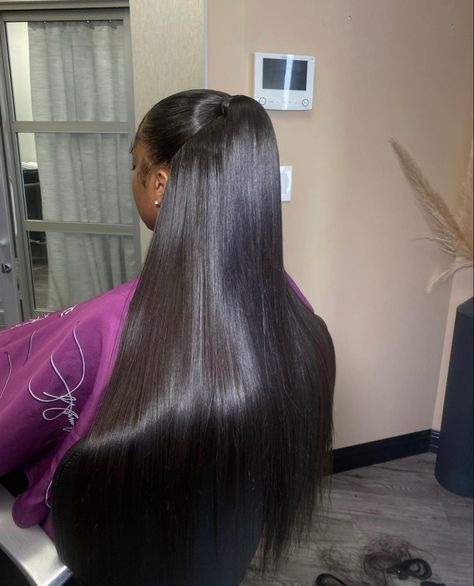 Straightening Natural Hair, Competition Hair, Silk Press Natural Hair, Sleek Ponytail Hairstyles, Half Ponytail, Black Ponytail Hairstyles, Quick Weave Hairstyles, Cute Braided Hairstyles, Curly Hair Women