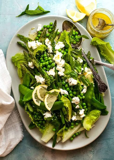 Spring Salad! | RecipeTin Eats Veg Salads, Lettuce Romaine, Snow Peas Recipe, Spring Meals, Green Salads, Salad Inspiration, Different Salads, Marinated Vegetables, Recipetin Eats