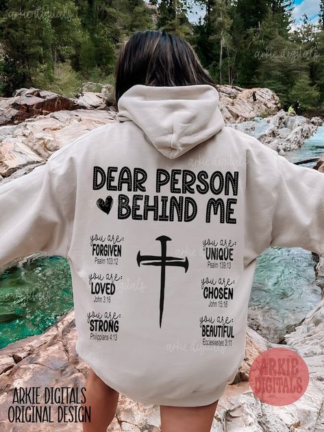 arkiedigitals - Etsy Christian Clothes, Dear Person Behind Me, Christian Crewneck, Jesus Clothes, Christian Shirts Designs, Message Positif, Christian Hoodies, Christian Quotes God, Christian Png