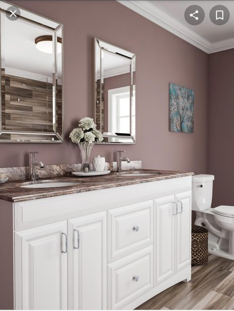 Pink And Brown Bathroom, Mauve Bathroom, Bathrooms Mirrors, Popular Bathroom Colors, Timeless Bathroom, Inspiration Bathroom, Brown Bathroom, Classic Bathroom, Bathroom Color