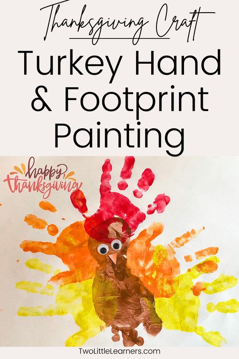 This activity is all about a hand print turkey painting for kids. Learn all about thanksgiving crafts for kids, thanksgiving preschool crafts, and turkey crafts for kids. Learn more about thanksgiving activities for kids at twolittlelearners.com Turkey Painting For Kids, Hand Print Turkey, November Activities For Kids, Thanksgiving Preschool Crafts, Footprint Turkey, Simple Thanksgiving Crafts, Thanksgiving Keepsake, Preschool Thanksgiving Activities, Turkey Crafts For Kids