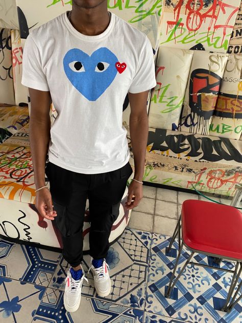 Comme des garçons play t shirt outfit Play Shirt Outfit, Comme Des Garcons Shirt Outfit, Comme Des Garcons Outfit, Comme Des Garcons Play Shirt, T Shirt Outfit, Comme Des Garcons Shirt, Comme Des Garcons Play, Tshirt Outfits, Shirt Outfit