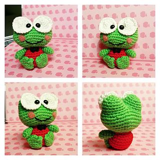 Ravelry: Keroppi pattern by Mei Li Lee Keroppi Paper Doll, Keroppi Crochet Pattern, Crochet Keroppi, Keroppi Crochet, Hello Kitty Crochet, Kawaii Crafts, 3d Origami, Little Twin Stars, Japanese Art