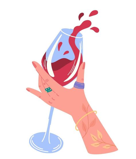 Hand holding a glass of wine. Cheers or drinking toast. Glass with red wine in female hand. Success celebration. Ideal for printing postcards and posters. Modern cartoon vector illustration. Wine Vector Illustrations, Red Wine Illustration, Drinking Wine Illustration, Glass Of Wine Illustration, Wine Illustration Design, Drinking Illustration, Wine Cartoon, Success Celebration, Holding A Glass Of Wine