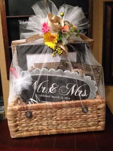 Celebrate the Mr. and Mrs. Diy Bachelorette Party Decorations, Bridal Shower Baskets, Bachelorette Diy, Bridal Shower Gifts For Bride, Brides Basket, Wedding Gifts For Bride And Groom, Diy Wedding Gifts, Baby Shower Gift Basket, Diy Gift Baskets