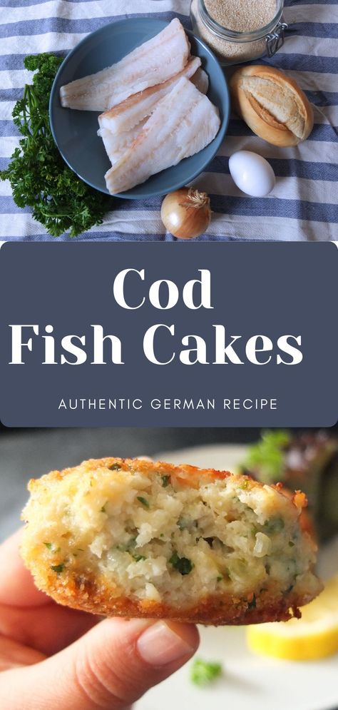 Fishcakes Recipe Cod, Fried Fish Cakes, Cod Fish Cakes With Potato, Cod Fish Balls Recipe, German Fish Recipes, Cod Cakes Recipes, Leftover Fish Recipes Ideas, Cod Patties, Fish Cakes Recipe Easy