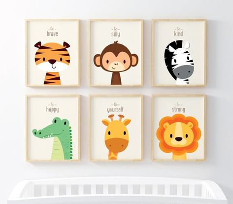 Nursery prints, Safari nursery, nursery wall art, animal nursery, zoo animal prints, kids wall art, new baby gift, nursery print, kids art Jungle Theme Nursery, Simple Nursery, Safari Nursery Decor, Baby Painting, Nursery Animal Prints, Safari Nursery, Kids Wall Art, Baby Art, Animal Nursery