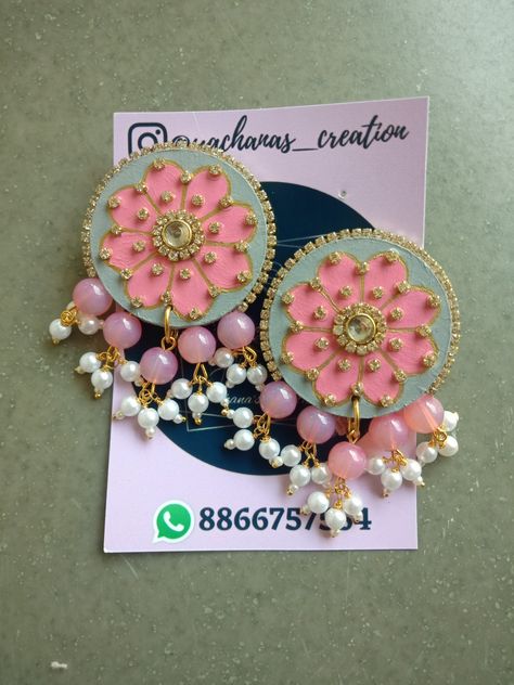 Mdf Jewellery, Simple Earing, Diwali Designs, Bridal Jewellry, Hearts Paper Crafts, Diy Crafts Earrings, Handmade Jewelry Business, Hand Embroidered Jewelry, Unique Wedding Jewelry