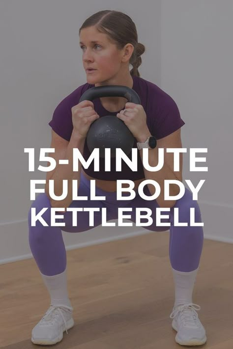 Build foundational strength with this FULL BODY Beginner Kettlebell Workout! 10 of the best kettlebell exercises for building strength in the upper body, lower body and core. Bonus: each exercise is performed from a standing position, and there are no repeats! Simple Kettlebell Workout, Kettlebell Workout Beginner Women, Kettle Bell Full Body Women, 15 Minute Kettlebell Workout, Postpartum Kettlebell Workout, Kettlebell Workout For Beginners, Body Balance Workout, Kettlebell Full Body Workout Women, Beginner Kettlebell Workout Woman