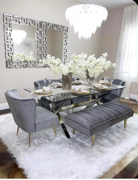 Luxury Dining Room Decor, Dining Room Glam, Gold Dining Room, Dining Room Decor Modern, Dining Room Design Modern, Dinning Room Design, Dining Room Table Decor, Luxury Dining Room, Living Room Decor Cozy