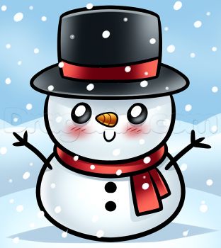 drawing a kawaii frosty the snowman Cute Snowmen Drawings, Snowman Drawing, Draw A Snowman, Easy Christmas Drawings, Xmas Drawing, Snowman Cartoon, Snowmen Pictures, Winter Drawings, Snowman Images