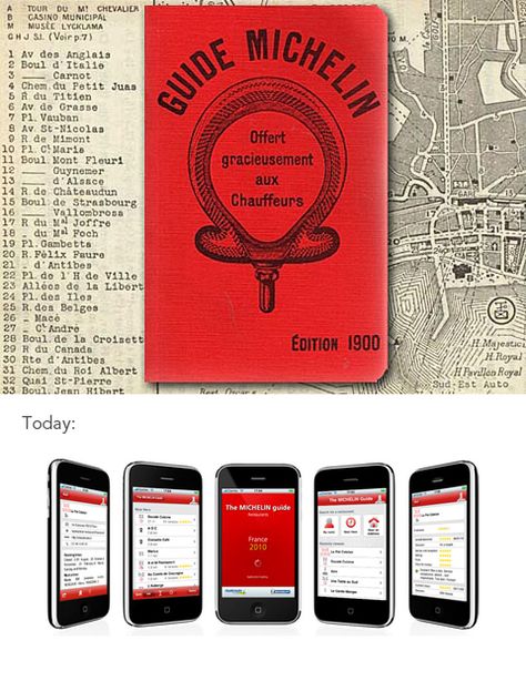 Traditionally products did something and advertising told something. But in 1900 André Michelin published the first edition of the"Guide Michelin" to help drivers maintain their cars, find decent lodging, and eat well while touring France. It was a great promotion for the Michelin brand and a useful tool for consumers. This may have been the first promotion to answer the question – "How Can I Help You Today?" Paris Michelin Restaurants, Tours France, Car Guide, Michelin Guide, Eating Well, Casino, Something To Do, Restaurant, Book Cover