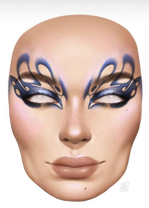 Squiggly Eyeliner, Avangard Makeup, Maquillaje Drag Queen, Drag Makeup Ideas, Cool Eyeshadow, Line Makeup, Future Makeup, Funky Makeup, Prom Eye Makeup