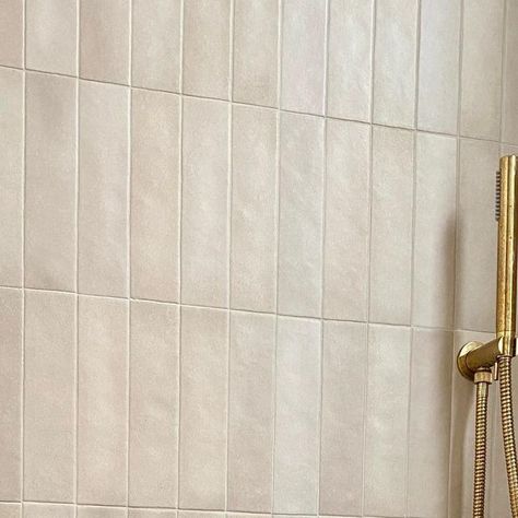 Bedrosians Tile on Instagram: "Neutral tones & textures in this shower. 🚿

Wall Tile: Makoto 2.5x10 in Tatami Beige

Designed by: @melrosecoloredglasses" Matte Shower Tile, Bedrosians Makoto, Bedrosians Tile, Shower Wall Tile, Shower Wall, Wall Tile, Shower Tile, Neutral Tones, Wall Tiles