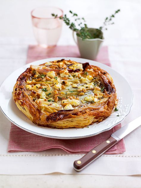 Cooking chicory gives it a more mellow flavour and a melting texture – perfect for this tarte tatin recipe. Onion Tarte Tatin, Onion Tarte, Tarte Tatin Recipe, Delicious Magazine, Savory Tart, Caramelized Onion, Dinner Entrees, Fruit And Veg, Puff Pastry