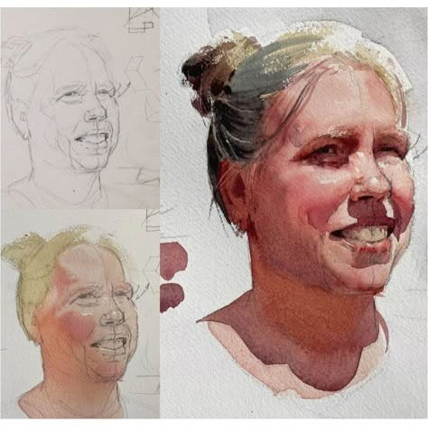 Transparent Watercolor Painting, Eudes Correia, Watercolor Portrait Tutorial, Realistic Face, Watercolor Face, Portrait Tutorial, Watercolor Portrait Painting, Portraiture Painting, People Painting