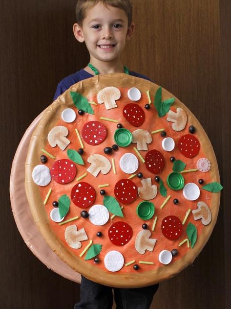 Disfraces Diy Food Costumes, Food Costumes For Kids, Pizza Halloween Costume, Easy Homemade Halloween Costumes, Halloween Costumes Kids Homemade, Halloween Costumes For Big Kids, Pizza Costume, Food Halloween Costumes, Meme Costume