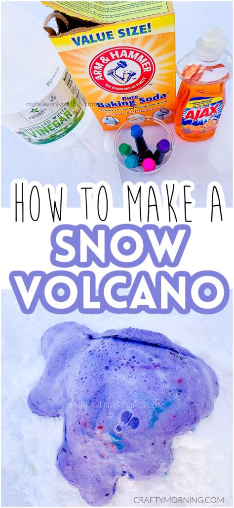 Ice And Snow Science Experiments, Winter Science Experiments Kindergarten, Snow Day Projects For Kids, Around The World Science Activities, Snow Volcano Experiment, Snow Day Science Experiments, Kid Snow Activities, Snow Homeschool Activities, Science Art Projects For Kids Preschool