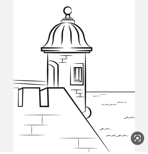 Puerto Rico Cartoon, El Morro San Juan Drawing, Puerto Rico Drawings Easy, Puerto Rico Coloring Pages, Puerto Rico Art Drawing, Puerto Rico Drawings, Puerto Rico Tattoos, Puerto Rico Painting, Navidad Puerto Rico