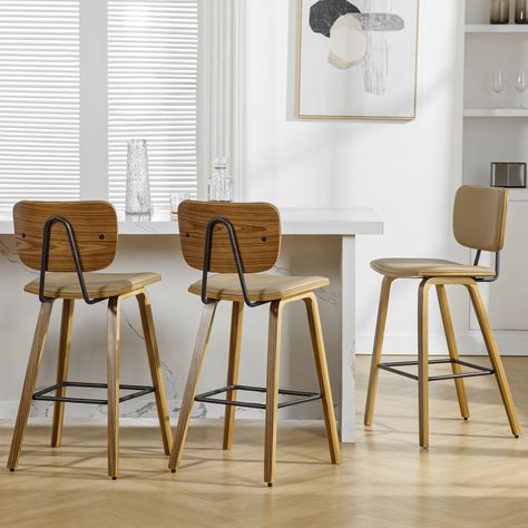 Barstools With Backs, Bar Stools Kitchen Island, Modern Counter Stools, Wood Counter Stools, Stools For Kitchen Island, Bent Wood, Counter Height Bar, Wood Counter, Counter Height Bar Stools