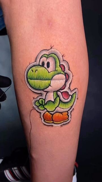 Small Yoshi Tattoo, Yoshi Tattoos, Yoshi Tattoo, Nintendo Tattoo, Mario Tattoo, Gaming Nintendo, Embroidery Tattoo, Miami Ink, Petit Tattoo