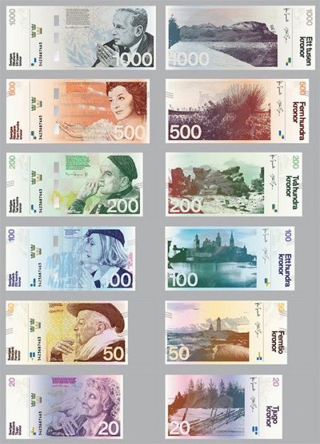 SDL's redesign of the Swedish banknote.  http://www.stockholmdesignlab.se/wp-content/uploads/2012/04/Riksbanken.pdf Banknotes Design, Money Template, Banknote Collection, Currency Design, Currency Note, Money Notes, Money Collection, Money Design, Notes Design