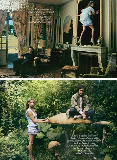 Natalia Vodianova, Nicolas Ghesquière and Marc Jacobs in "Alice in Wonderland" by Annie Leibovitz for Vogue US December 2003 Annie Leibovitz Alice In Wonderland, Annie Leibovitz Editorial, Alice In Wonderland Vogue, Alice In Wonderland Photo Shoot, Alice In Wonderland Editorial, Alice Photoshoot, Alice In Wonderland Photoshoot, Wonderland Editorial, Alice In Wonderland Photography