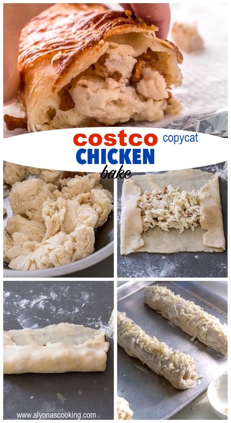 This Costco Chicken Bake Replica should satisfy your cravings for when you want a chicken bake from Costco! A homemade dough is thinly wrapped around some grilled chicken pieces, cheese, bacon and dressing! And you don’t have to stand in line to get one! Chicken Bake Costco Copycat, Costco Chicken Bake, Menu Coffee, Costco Chicken, Chicken Tonight, Top Chicken Recipes, Chicken Pieces, Chicken Bake, Homemade Dough