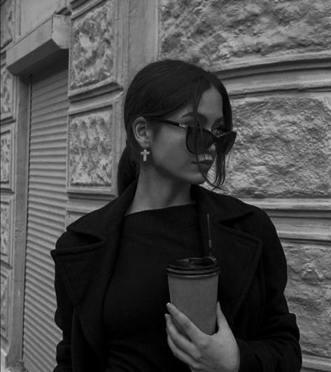 A Woman, Sunglasses, Black And White, Coffee, Building, White, Instagram, Black