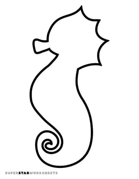 Seahorse Template - Superstar Worksheets Printable Seahorse Template, Seahorse Art Preschool, Seahorse Outline Printable, Seahorse Preschool Activities, Seahorse Craft For Toddlers, Seahorse Pattern Printable, Sea Horse Template Free Printable, Ocean Animals Crafts For Toddlers, Seahorse Crafts For Toddlers