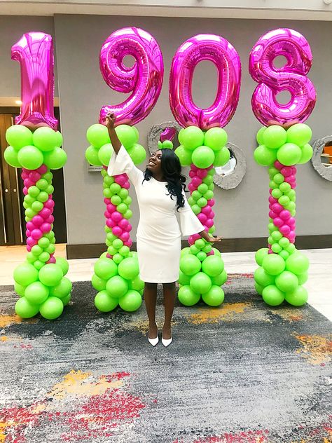 Get that pink up! AKA Aka Party Ideas, Aka Party Decorations, Aka Centerpieces, Sorority Backdrop, Aka Party, Aka Pictures, Skee Wee, Sorority Events, Aka Sorority