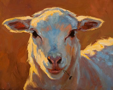 Lady Lamb by Cheri Christensen Oil ~ 8 x 10 Cheri Christensen, Farm Animal Paintings, Farm Animal Painting, Sheep Paintings, Oil Painting Inspiration, Sheep Art, Afrique Art, Rooster Art, Brush Art