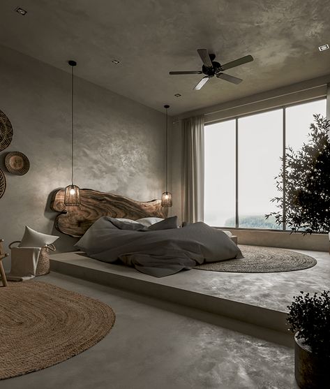 Wabi Sabi Style Bedroom, Microcement Floor, Micro Cement, Japandi Interiors, Dulux Paint, Paint Water, Wabi Sabi Style, Style Bedroom, Bedroom Interior Design