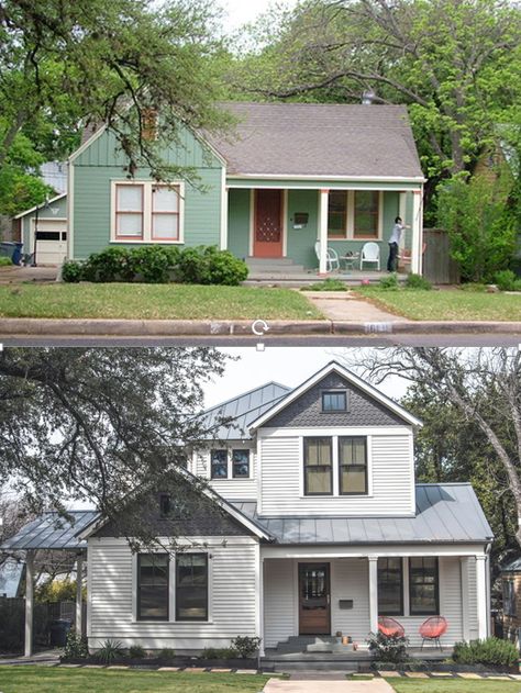 Nice before & after by Clayton & Little Architects  http://www.houzz.com/ideabooks/24093355?utm_source=Houzz&utm_campaign=u450&utm_medium=email&utm_content=gallery4 1 Story To 2 Story Remodel, Add On Second Story, Small Second Story Addition, Cottage Second Floor Addition, Two Story Addition To One Story House, Cape Code Second Floor Addition, Adding A Second Story To A House Before And After, Adding A Floor To Your House, Adding Second Story To Bungalow