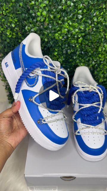 Custom Air Jordans, Custom Forces, Airfoece1 Custom, Custom Blue Sneakers, Blue Custom Style Sneakers, Custom Air Force 1 Diy, Blue Custom Air Force 1, Nike Casual Navy Custom Sneakers, Custom Shoes Nike Air Force Blue