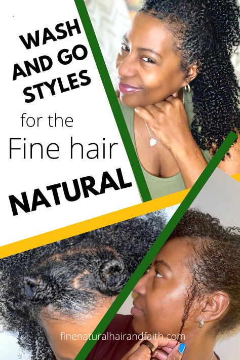 Want some inspiration for styling your wash and go? Check out these wash and go hairstyles shared by Michelle of Fine Natural Hair and Faith! 😍 Wash And Go Bun Natural Hair, Wash And Go Styles Medium, How To Style Wash And Go On Natural Hair, Styling Wash And Go Natural Hair, 4c Wash And Go Hairstyles, Quick Wash And Go Styles Natural Hair, Old Wash N Go Hairstyles, Wash And Go Styles Natural, Fine Natural Hairstyles