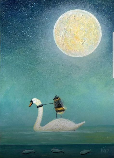 Swan Painting, Insect Wall, Swan Print, Arte Peculiar, Astronomy Gift, Vintage Bee, Bee Art, White Swan, Bee Print