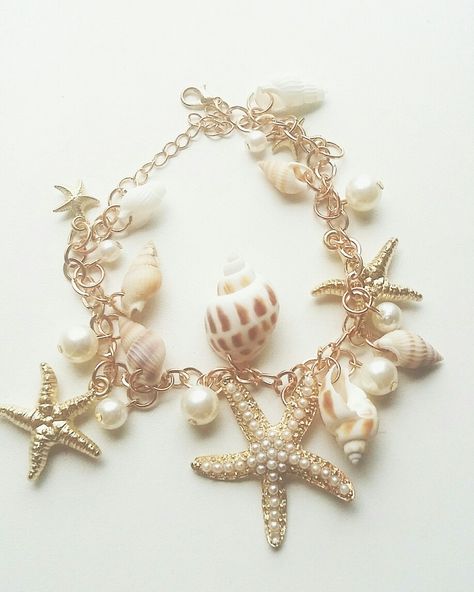 Mermaid Sea Bracelet Shell Mermaid Bracelet Aesthetic, Mermaid Core Bracelet, Mermaidcore Bracelet, Sea Themed Jewelry, Ocean Themed Jewelry, Mermaid Jewelry Aesthetic, Mermaid Accessories Jewelry, Aquamarine Aesthetic, Mermaid Outfits