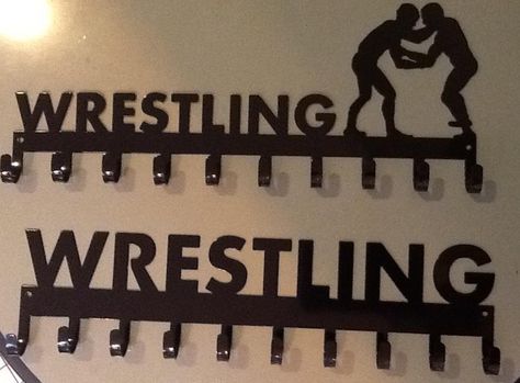 Wrestling Medal Hangers $28.00 Youth Wrestling, Medal Hangers, Wrestling Quotes, Wrestling Gift, Sisters Best Friends, Trophy Case, Award Display, Wrestling Mom, Kids Office