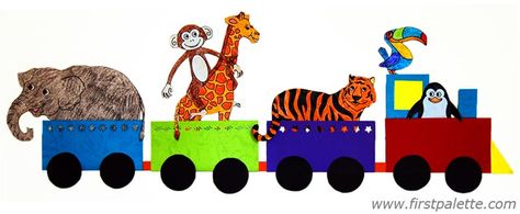 Train Craft, Learning About Animals, Savanna Animals, Train Crafts, Paper Train, African Savanna, Fun Craft Ideas, Mixed Media Crafts, Train Art