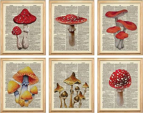 Amazon.com: 97 DECOR Vintage Mushroom Poster - Mushroom Wall Decor, Retro Mushroom Wall Art Prints, Cottagecore Room Decor Aesthetic, Earthy Dictionary Mushroom Picture for Home Bedroom Decoration (8x10 UNFRAMED): Paintings Mushroom Room Decor, Cottagecore Wall Decor, Mushroom Wall Art, Retro Mushroom, Cottagecore Room, Mushroom Poster, Earthy Decor, Cottagecore Room Decor, Mushroom Pictures