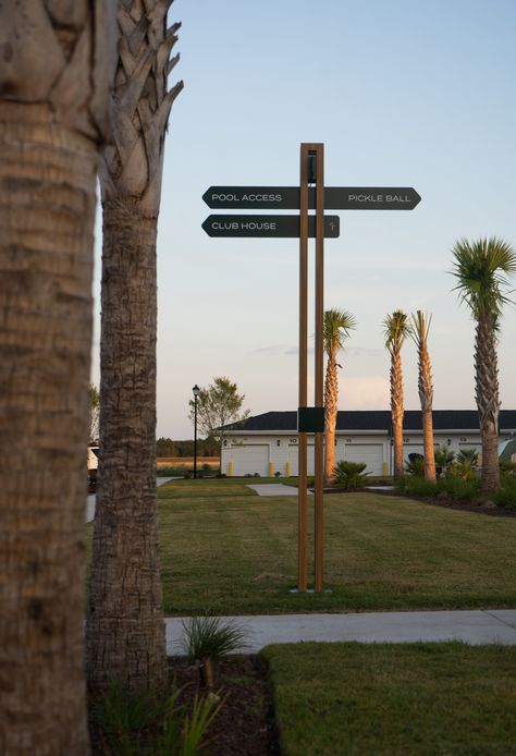 Custom Wayfinding Signage we fabricated for The Lorrel in Myrtle Beach, SC. Pole Signage Design, Directional Signage Design Outdoor, Floor Directional Signage, Resort Signage, Coastal Directional Signs, Signage Outdoor, Street Signage, Directory Signs, Park Wayfinding Signage