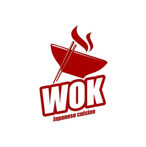 Wok pan and sticks icon, Chinese Japanese cuisine Chinese Food Logo, Wok Food, Wok Pan, Vector Food, Food Logo, Logo Food, Chinese Food, Clip Art