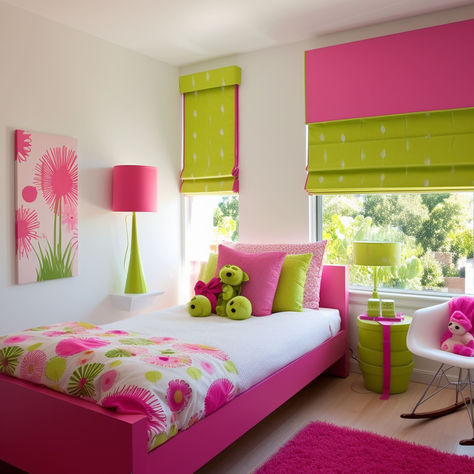 7 Colors That Go Well With Lime Green Lime Green Bedroom Ideas, Lime Green Bedrooms, Green Sheets, Green Decor, Pink Bedroom, Bedroom Green, Girls Bedroom, Bright Pink