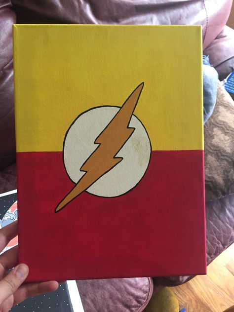 Flash Painting Canvases, The Flash Painting Ideas, The Flash Gift Ideas, The Flash Painting, Superhero Canvas Art, Flash Painting, Marvel Canvas Art, Superhero Painting, Superhero Canvas