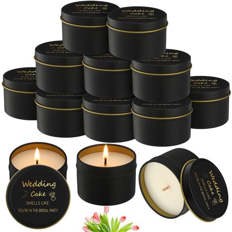 PRICES MAY VARY. Exceptional Quantity in Exquisite Package: included in your purchase are 8 pcs bridesmaid proposal candles, these beautifully packaged candle gifts not only show your thoughtful consideration for your bridesmaids but also bring the warmth and sweet symbol of your wedding celebration to them Splendidly Compact and Convenient: this engaged candle comes at a size of about 1.57 x 2.36 inches, and about 4 oz in capacity, making it a handy and easily portable present, its non imposing Black And Gold Bridal Party, Gothic Bridesmaid Proposal, Engagement Candles, Brides Maid Gifts, Wedding Prizes, Cheap Bridesmaid Gifts, Glam Bridesmaid, Bridesmaid Proposal Candle, Gold Bridal Party