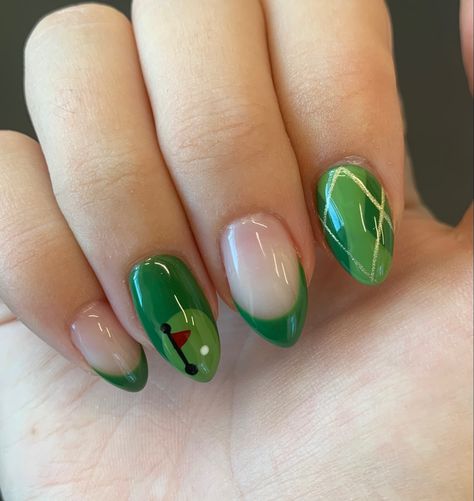 Nails Golf Design, Golf Design Nails, Golf Themed Nail Designs, Nail Art Golf, Golf Inspired Nails, Masters Nails Golf, Golf Theme Nails, Summer Camp Nails, Ireland Nails